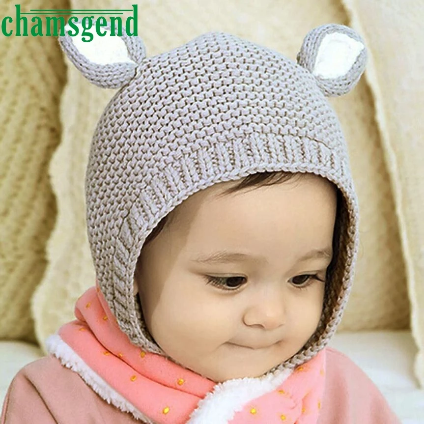 CHAMSGEND детские головные уборы для девочек 6-15month Милая зимняя детская одежда для девочек и мальчиков Теплый шерстяной колпак, капюшон шляпа шапка ушанка подарок Sept21