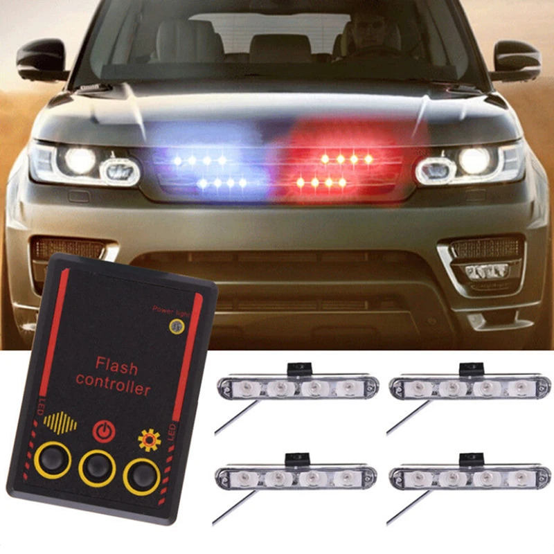 

16 LED Car Emergency Strobe Light Bar Police Warning Flash Visor Dash Lighting