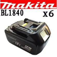 6 X для Makita 18 V Компактная литий-ионный Батарея BL1840 BL1830 4000 мА-ч