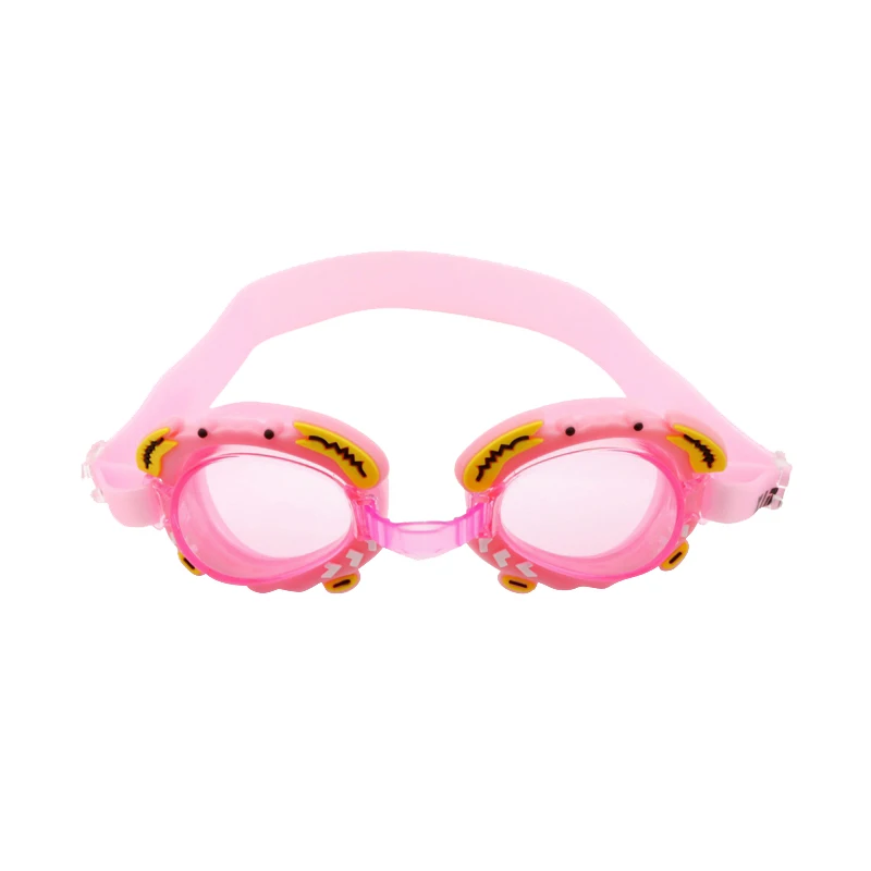 PINK Плавательные очки детские милые Мультяшные Краб силиконовые водонепроницаемые очки для плавания прозрачные противотуманные линзы с защитой от ультрафиолетовых лучей - Цвет: PINK