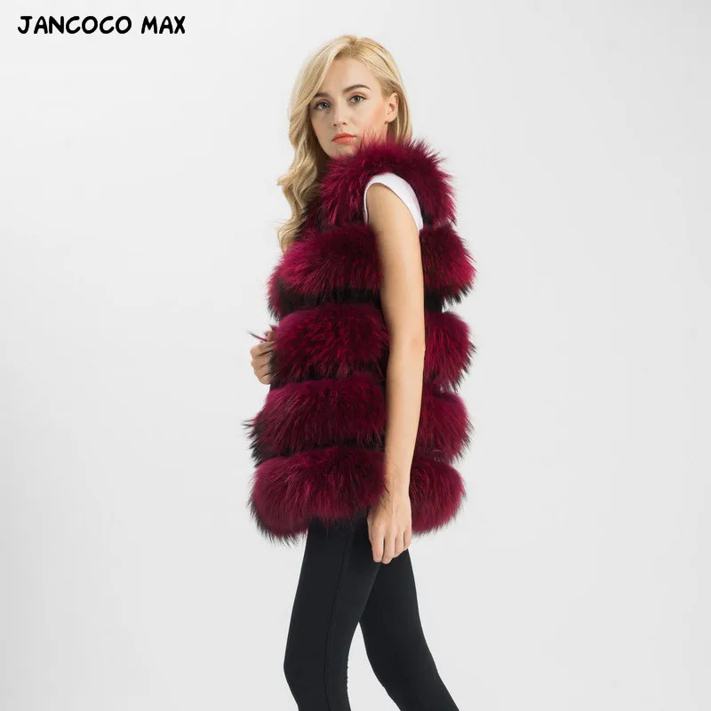 Jancoco Max 8 цветов жилет из натурального меха женский жилет из натурального меха енота длинный жилет Зимняя Новая модная куртка 1150L