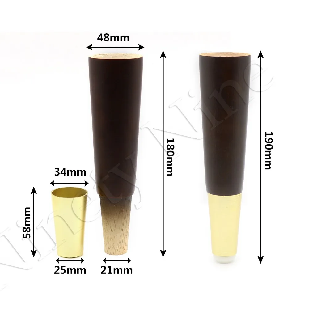 4 шт. орех Цвет натурального дерева надежный 190*48*25 мм деревянные ножки для мебели в форме конуса деревянные ноги для шкафов мягкий Таблица