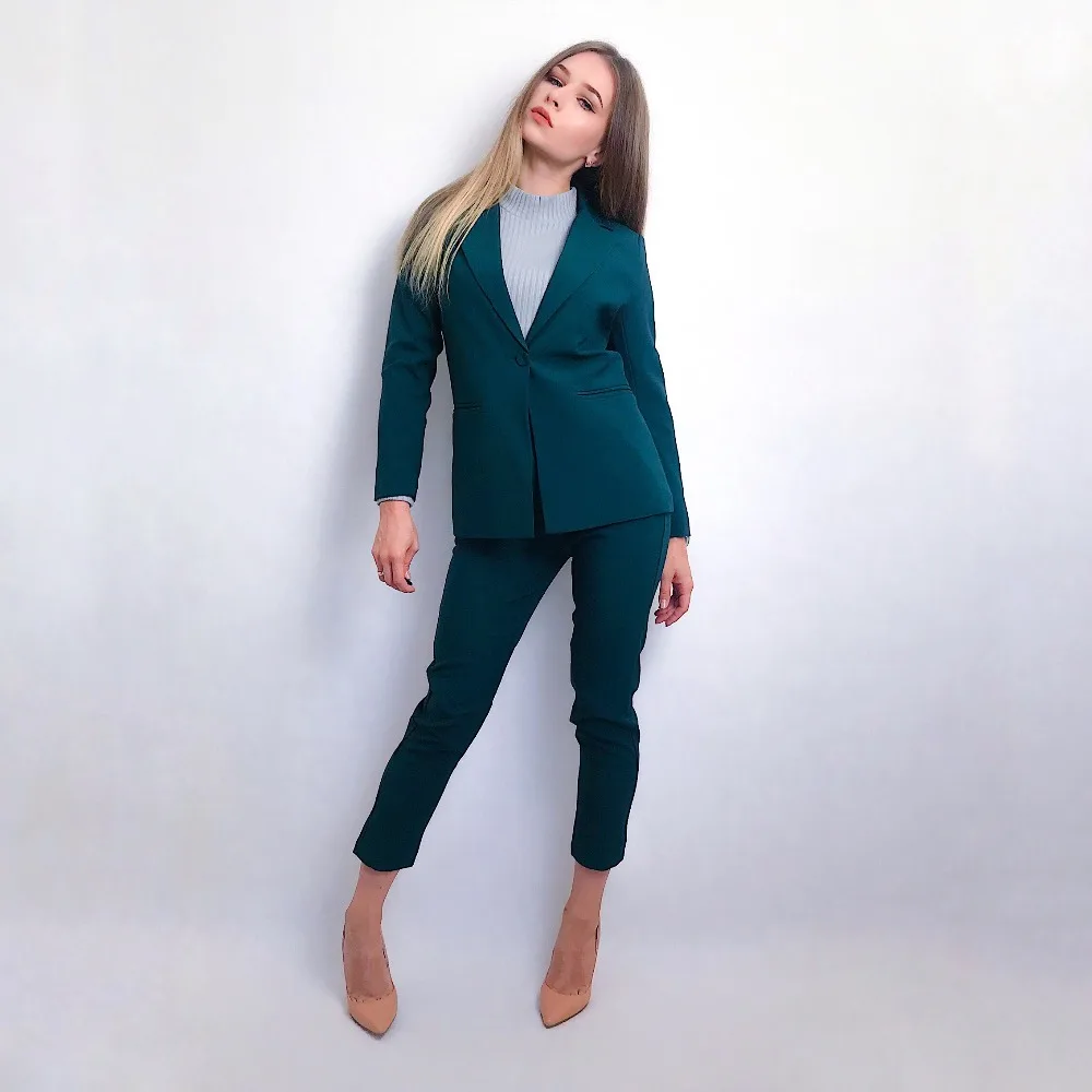 Work Pant Suits OL 2 Piece Set for Women Business interview suit set uniform smil Blazer and Pencil Pant Office Lady suit