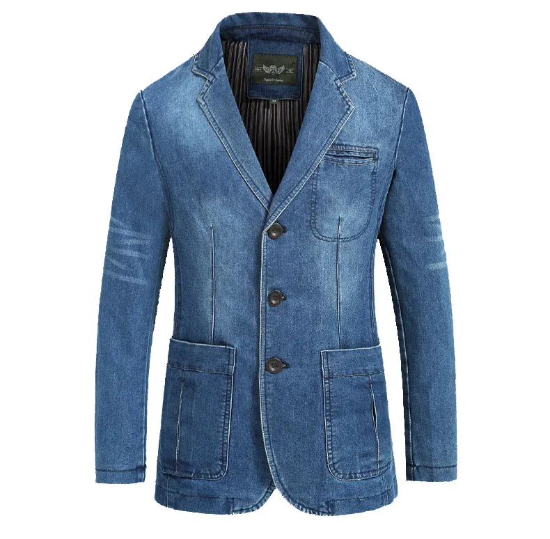 algodão do vintage 4xl masculino casaco azul denim jaqueta jeans blazers
