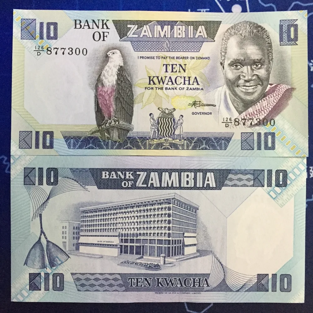 Ten Kwacha Banknote Zambia 1986 1988in Noncurrency Coins from Home