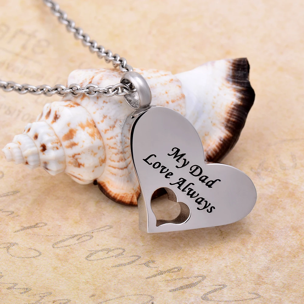 

My Dad Love Always Cremation Urn Necklace Stainless steel Ashes Holder Urns Keepsake Memorial Jewelry for Ashes Locket