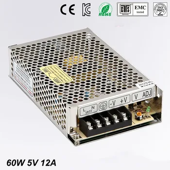 

Best quality 5V 12A 60W Switching Power Supply Driver for LED Strip AC 100-240V Input to DC 5V free shipping