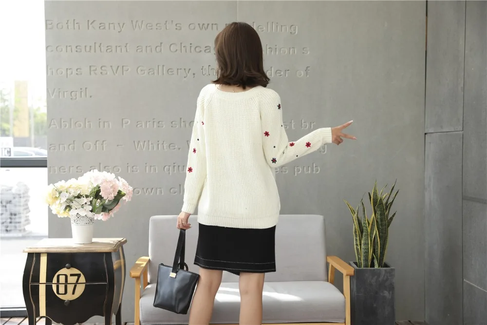 2018 Autumn Sweater Women Embroidery Knitted Winter  (5)