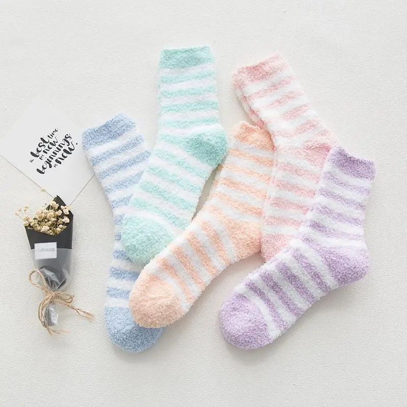 

New Design High Quality Comfortable Fashion Thick Women Socks Long Happy Socks Japan Stripe Floor Socks For Women Big Size