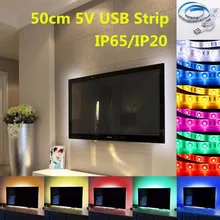 1 шт. 5 в USB кабель питания светодиодный свет полосы RGB 3528 50 см для ТВ задний план домашнее праздничное освещение, Рождество декор стола