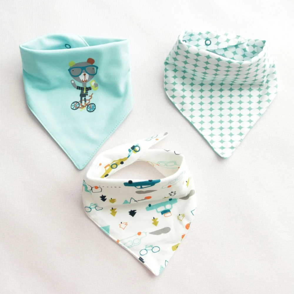 Babadores de Bebê Bonito dos Desenhos Animados do Bebê Cachecol Babador Slabbetjes 0-6 Ano Burp Pano Algodão Duplo Babadores Unisex Impermeável Recém Nascido 3 Pçs