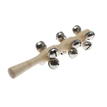 1pc Wooden Stick 13 Jingle Bells Hand Shake Bell Rattles Baby Toys for Kids Children Educational Toy
