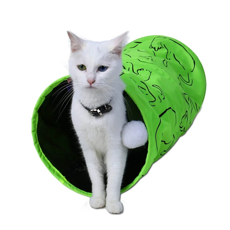 Pet Tunnel Cat напечатанный зеленый прекрасный кринкли котенок игрушка «туннель» с мячом играть забавная игрушка складной кролик играть туннель опт игрушки для кошек