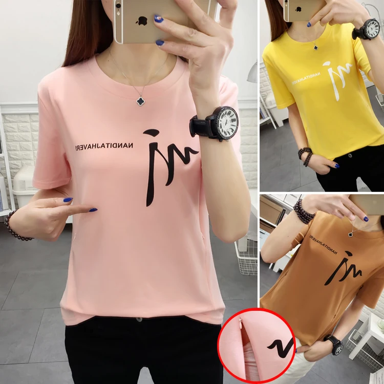 1512# Summer Casual Cotton Maternity Nursing Tees Breastfeeding T-shirt Clothes for Pregnant Women Pregnancy Feeding T Shirt Top