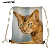 Coloranimal складная сумка-мешок для мужчин и женщин милый Puppied Abyssinian Cat принт Femme рюкзак спортивный мешок Повседневная сумка для хранения