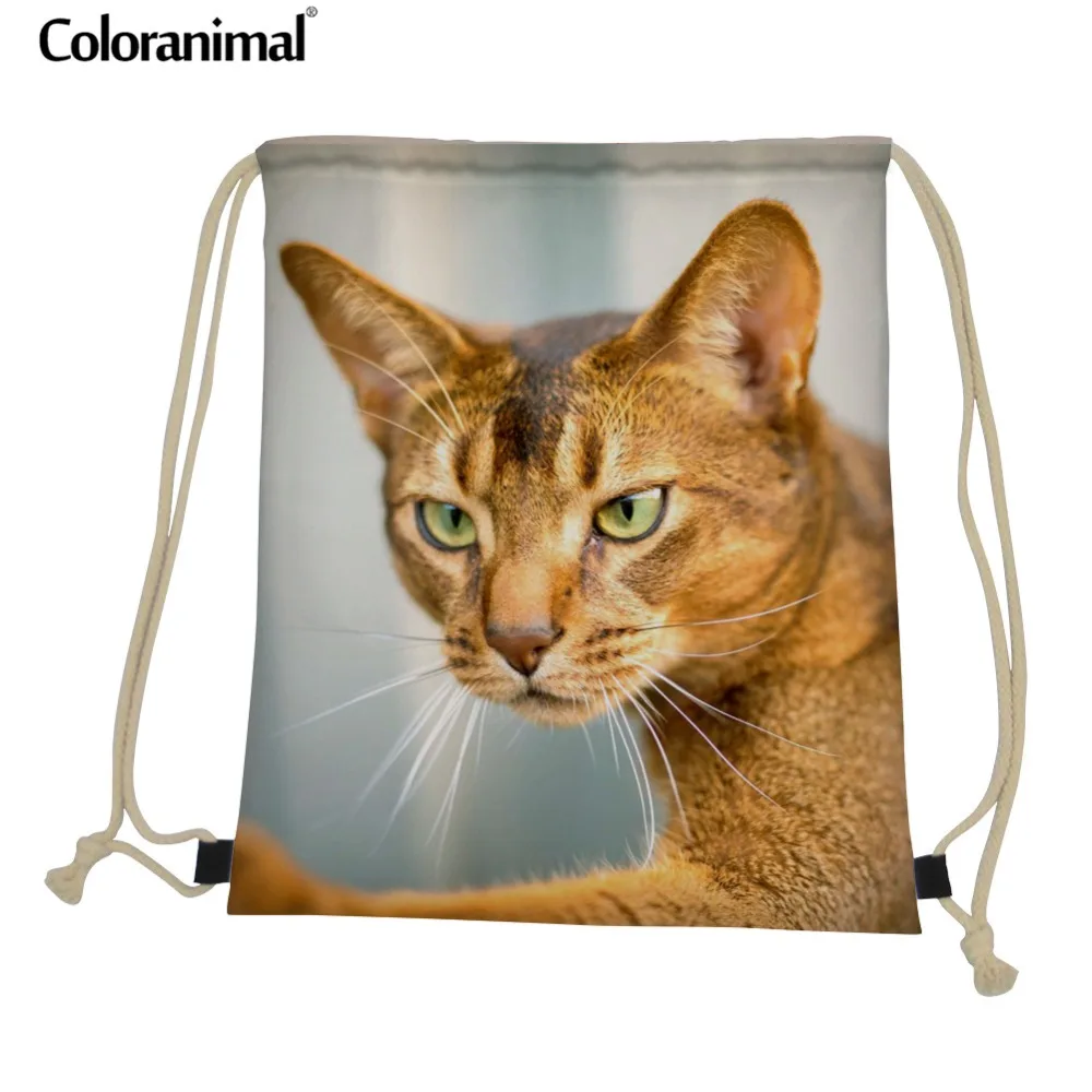 Coloranimal складная сумка-мешок для мужчин женщин милые Puppied Abyssinian Cat печати Femme рюкзак тренажерный зал мешок повседневное сумка для хранения