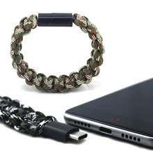 Открытый браслет для выживания плетеный Паракорд с кабелем usb type C Многофункциональный Кемпинг спасательный аварийный канат для мужчин и женщин