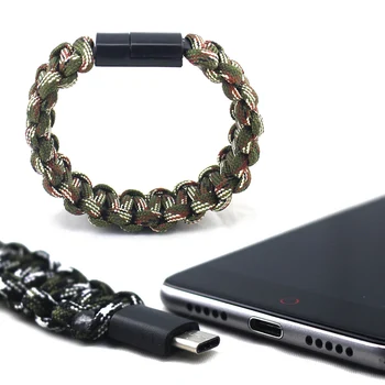 

Outdoor Survival Bracelet Braided Paracord with USB Type C Cable Multi-function Camping Rescue Emergency Rope for Men Women