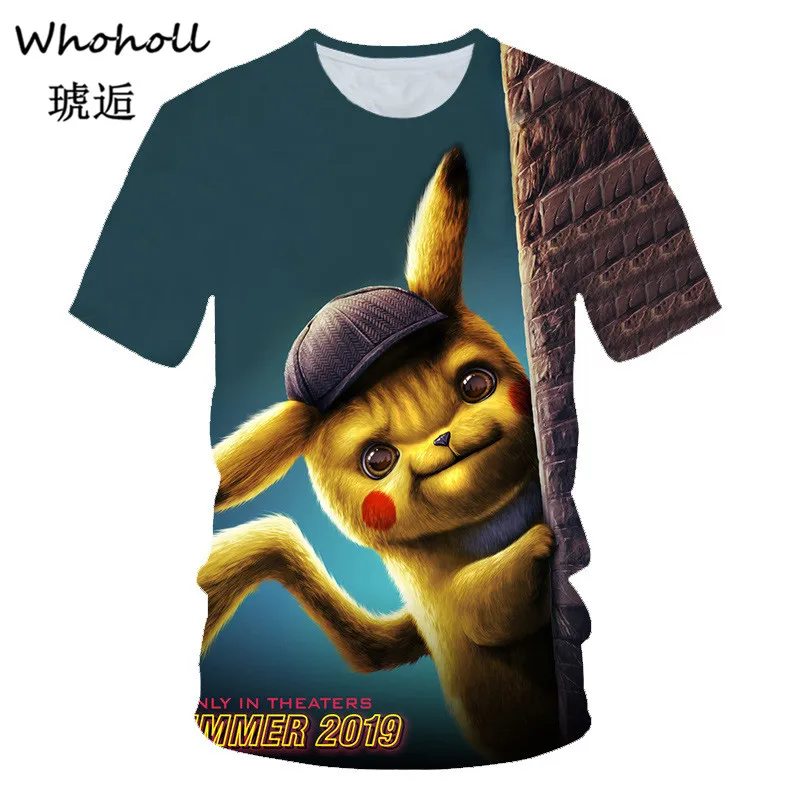 

3D Movie Detective Pokemon Pikachu T-shirt for Men Women Tshirts Fashion Summer Casual Tees Anime Cartoon Clothes Cute Costume
