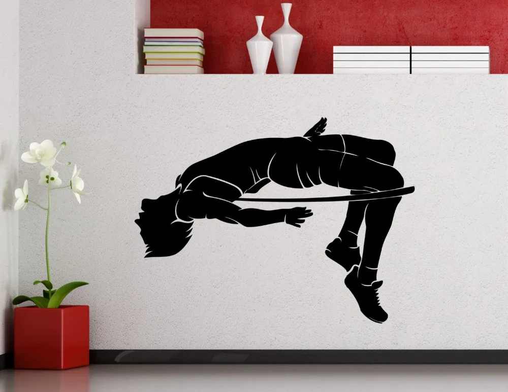 

High Jump Wall Decal Jumping Sport Athlet Club Fitness Poster Gym Vinyl Sticker Home Kids Room Art Decor Mural NY-172
