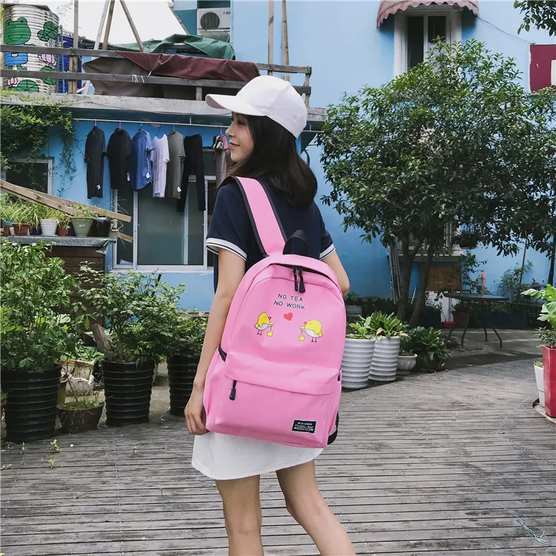 

2019 New Oxford Preppy Style Pink backpack women bookbag Korean cute cartoon kawaii schoolbag bag pack for teenager boys girls