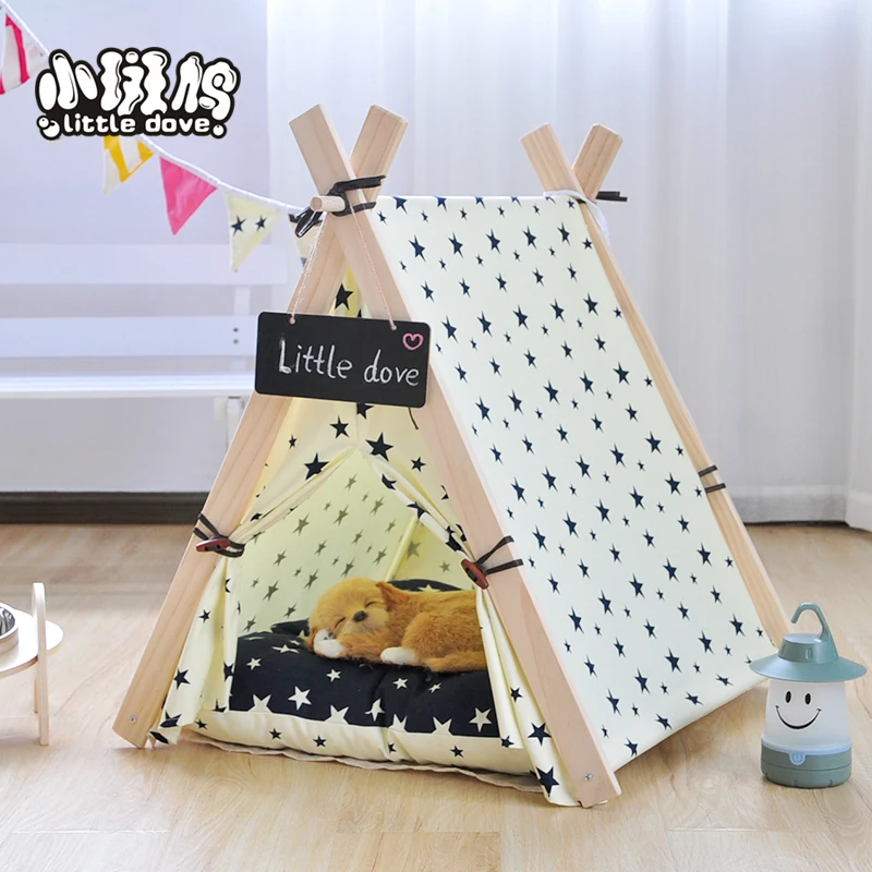 star printing 100% cotton fabric teepee play tent dog /cat ...