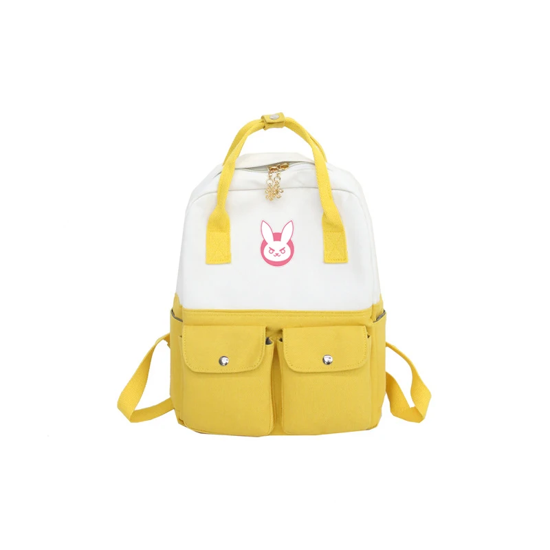 Рюкзак для косплея из аниме игры OW, рюкзаки из парусины с изображением кролика DVA, школьные сумки для ноутбука, сумки для путешествий, рюкзак для подростков - Цвет: Цвет: желтый
