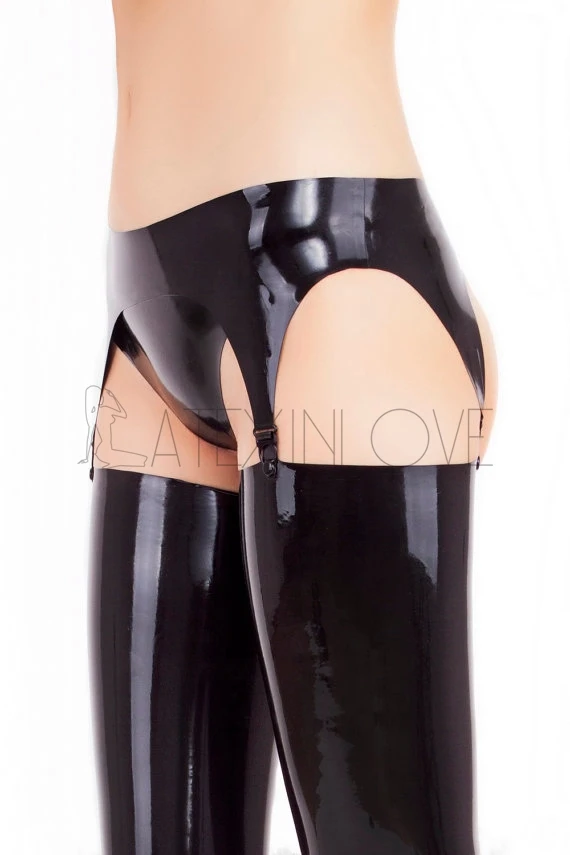 Сексуальные женские черные латексная подвязка латексные трусы чулки|briefs latex|latex