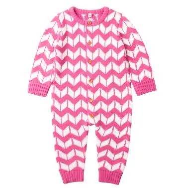 82W359 PINK Комбинезон для маленьких девочек; комбинезоны с длинными рукавами; одежда; сезон осень-зима; цельнокроеная Одежда для новорожденных мальчиков; детские вязаные наряды - Цвет: 82W359 PINK