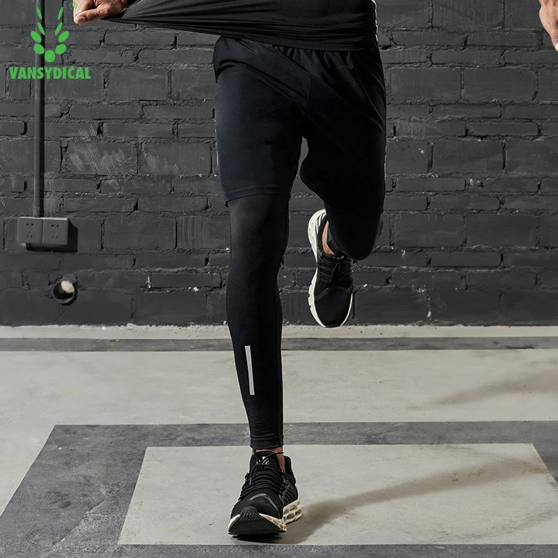 

Vansydical Mens Running Compression Tights Pants Stretchy Fitness Gym Workout Leggings Tights Outdoor Reflective Sports Trousers