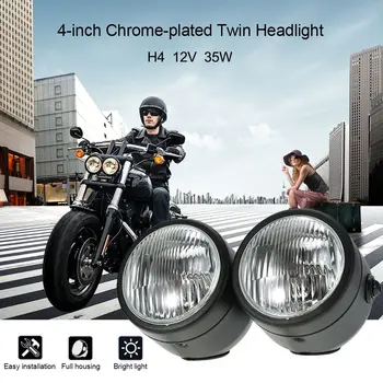 

H4 12V 35W 4-inch Flexible Motorcycle Twin Headlight headlamp Front Lamp cool motorcycle fog lights waterproof motorbike