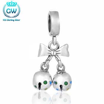 

Sterling Silver Christmas Bells Charm 925 With Cz Stone Bracelets & Bangles European Beads For Snake Chain Brand GW S217