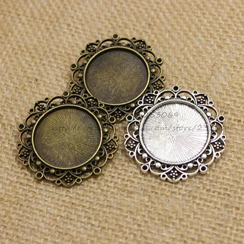 

10pcs New Vintage Bronze round Cameo Filigree Cabochon Settings 39mm(Fit 25mm dia) Metal Photo Jewelry Making T0219