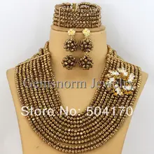 Splendid Кофе коричневый Африканский Кристалл Бусины комплект ювелирных изделий знатных Африканский комплект ювелирных изделий костюма gs039