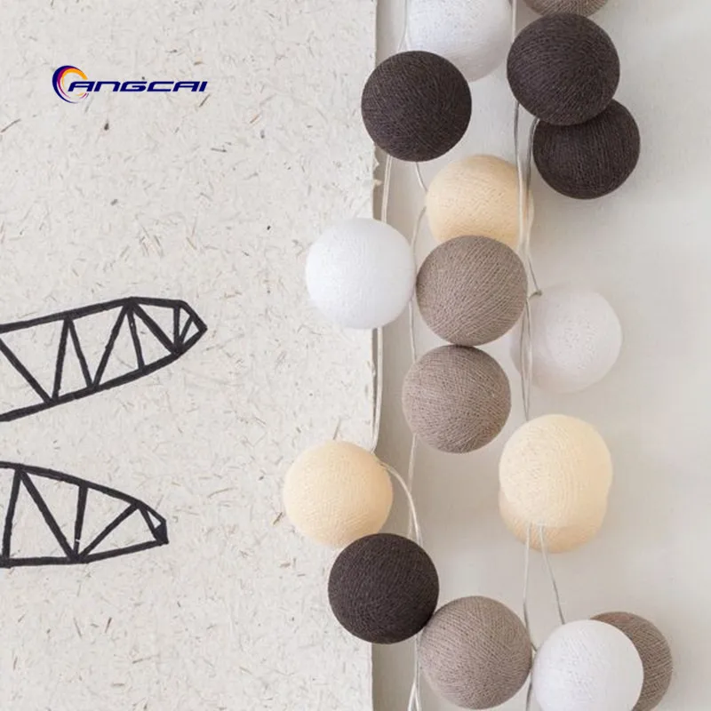 

Taupe deep brown tone cotton ball string lights fairy party wedding home garden patio decor lamp 20pcs/set