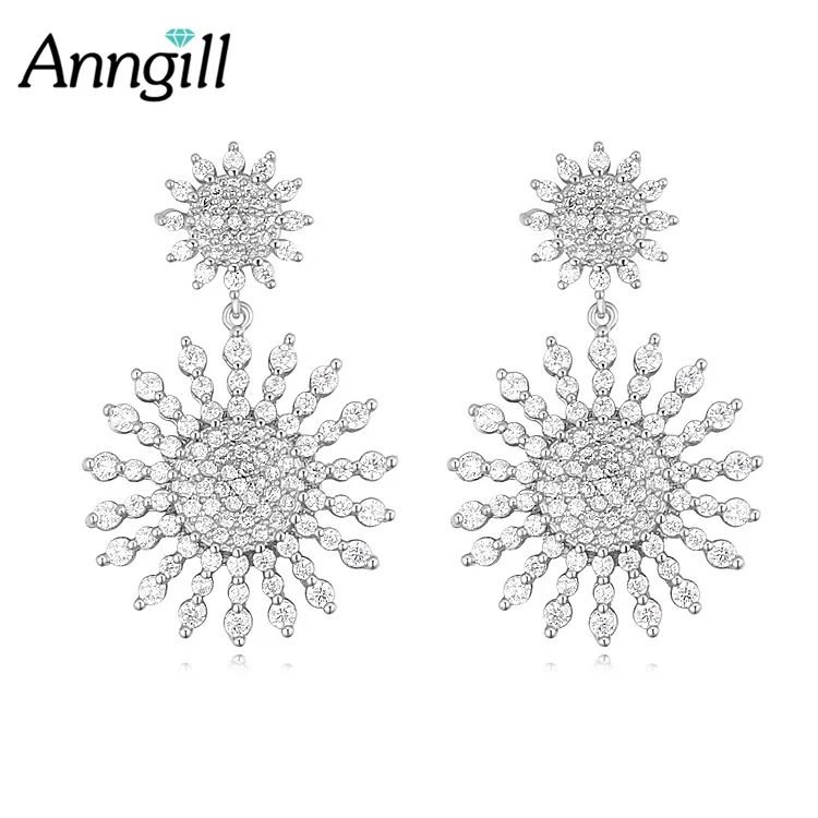 

Anngill Luxury Long Big Star Dangle Drop Earring For Women With Shining CZ Brincos Bridal Wedding Party Jewelry