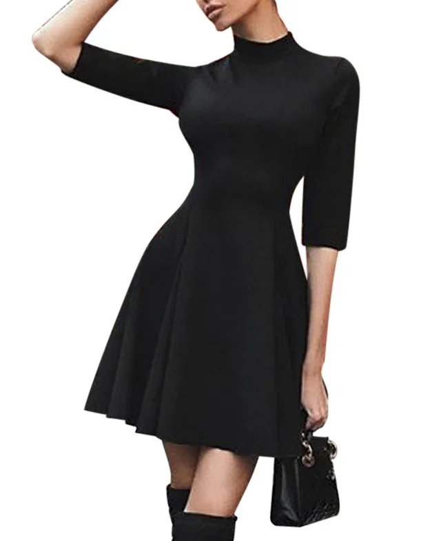 Скейт платье для женщин Vestidos Мини Вечерние Короткие повседневное Femme офисные платья Черный vestido одежда WS5996M