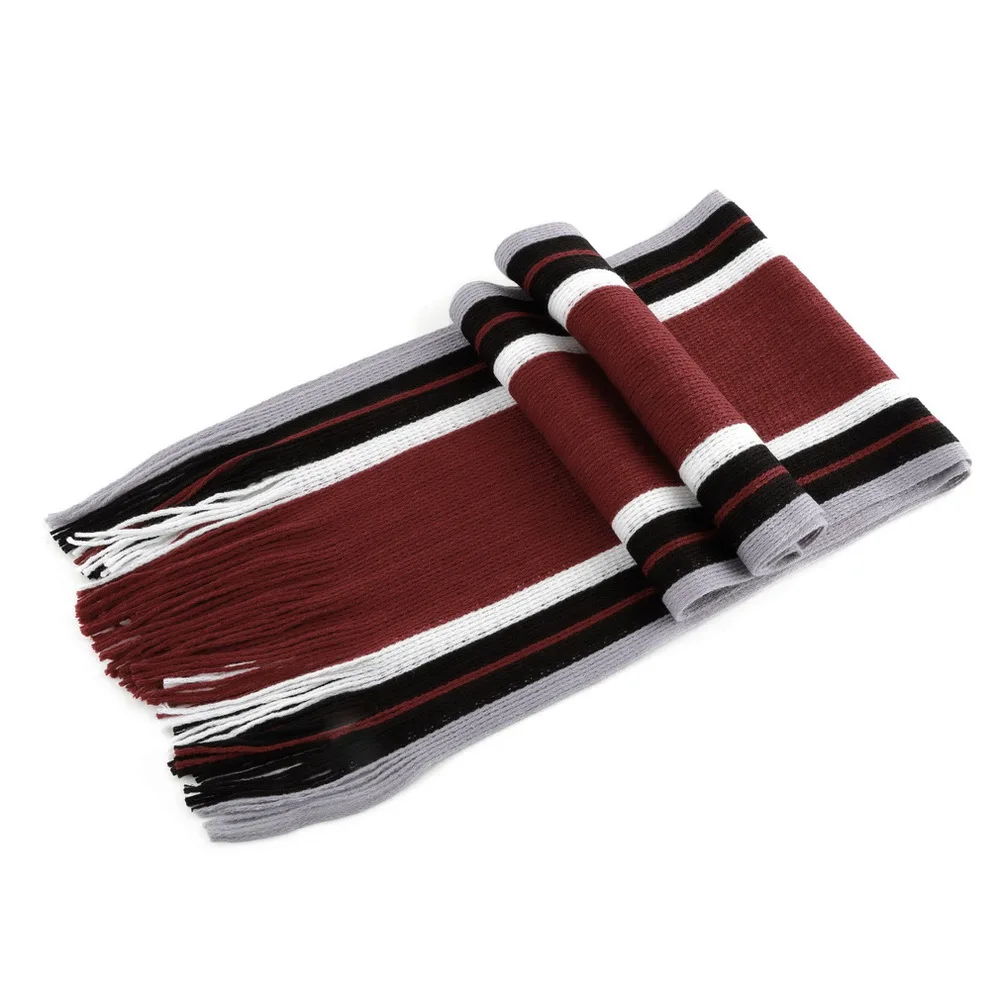 Мужской зимний шарф, полосатый шарф, фуляр, осенняя мода, мужской шарф, вязанный кашемировый шарф Bufandas, полосатый шарф с кисточками A30 - Цвет: dark red