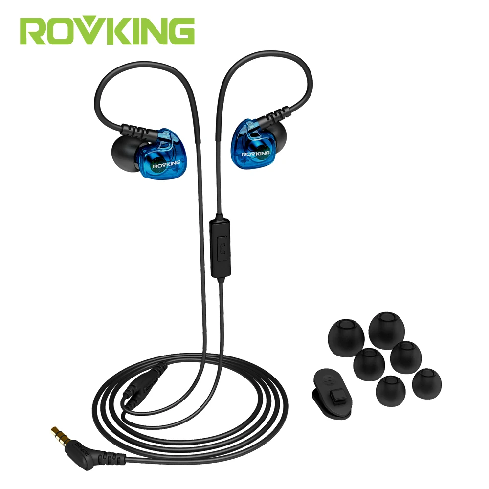 Rovking Sport Earphones Wired Ear Hook Noise Cancelling Earphones With