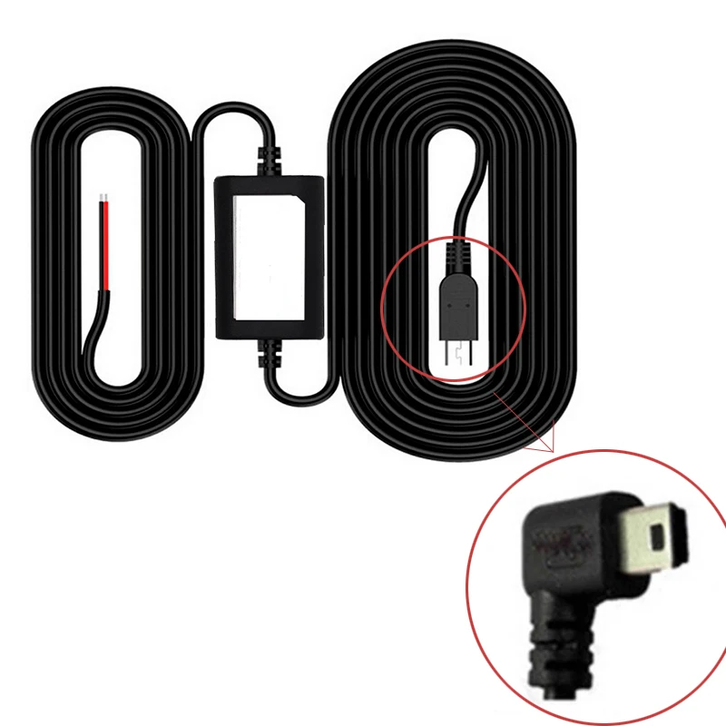 

300cm 5V 3A Mini USB Hard Wire Kit for Dash Cam Reaview Mirror Camera GPS Car Charger Auto Charging DC 12/24V