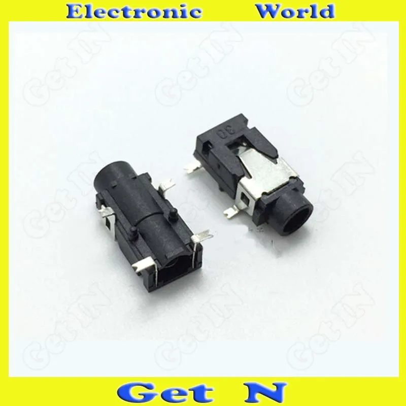 500pcs PJ 321 4SMD Black with Column Head 3 5mm Auido Jack 3 5 Female Headphone Socket Connectors for Digital Product