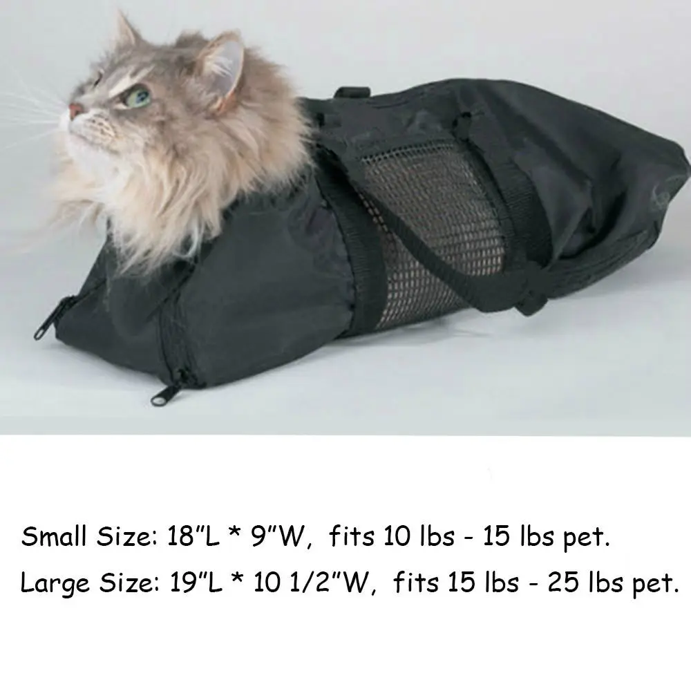 Heavy Duty Mesh Cat Grooming Bathing Restraint Bag No Scratching for Claw Nail Trimming Injecting Examing - 2 Sizes & Vet Tool Heavy Duty Mesh Cat Grooming Bathing Restraint Bag No Scratching for Claw Nail Trimming Injecting Examing - 2 Sizes & Vet Tool