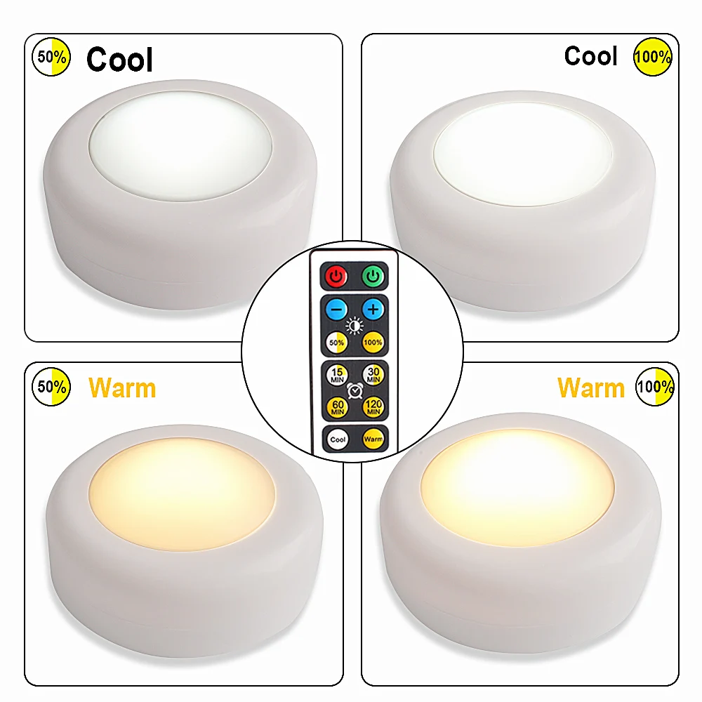 Сенсорный датчик под шкафом свет светодиодный беспроводной затемняемый Светодиодный шайба ночные светильники белый/теплый белый для кухни гардероб, спальня освещение