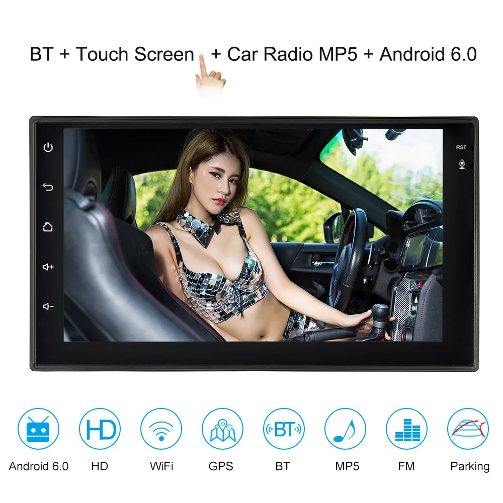 

Universal 7'' Smart Android 6.0 2 Din Car Stereo Radio Player GPS Navigator Multimedia Entertainment with BT WIFI AM/FM Free Map