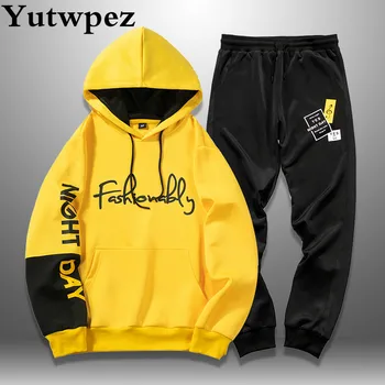 

Fashion Men Tracksuit Set Spring Mens Sweat Suits Hoodie Two Piece Set Man Slim Fit Fitness Clothing Men Sweatsuit Outwear 2019