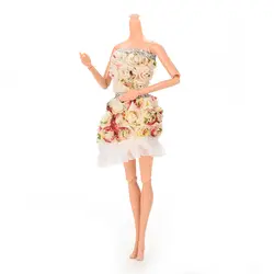 Аксессуары для кукол ручной работы, одежда, модное платье с цветочным рисунком для барбиеев, юбка для куклы