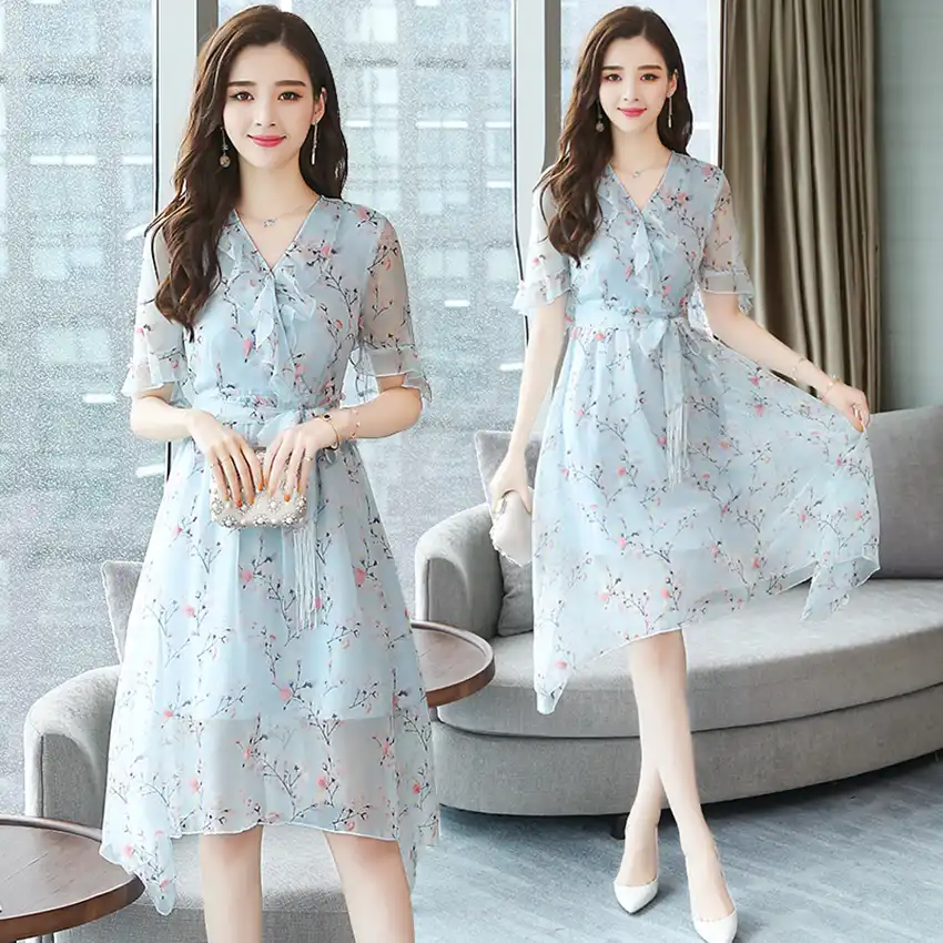 vestido de festa floral midi