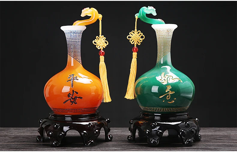 

LARGE # 2p- 2019 office home efficacious Talisman Protection Money Drawing RUYI Vase FENG SHUI crystal Sculpture ART statue