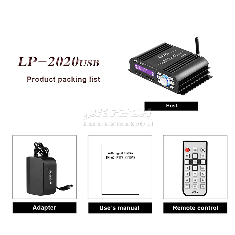 LP- USB Lepy автомобильный усилитель Bluetooth 4,0 Цифровой плеер класс-T 2x20 Вт RMS HIFI стерео аудио Мощность домашний мультимедийный SD AUX EQ