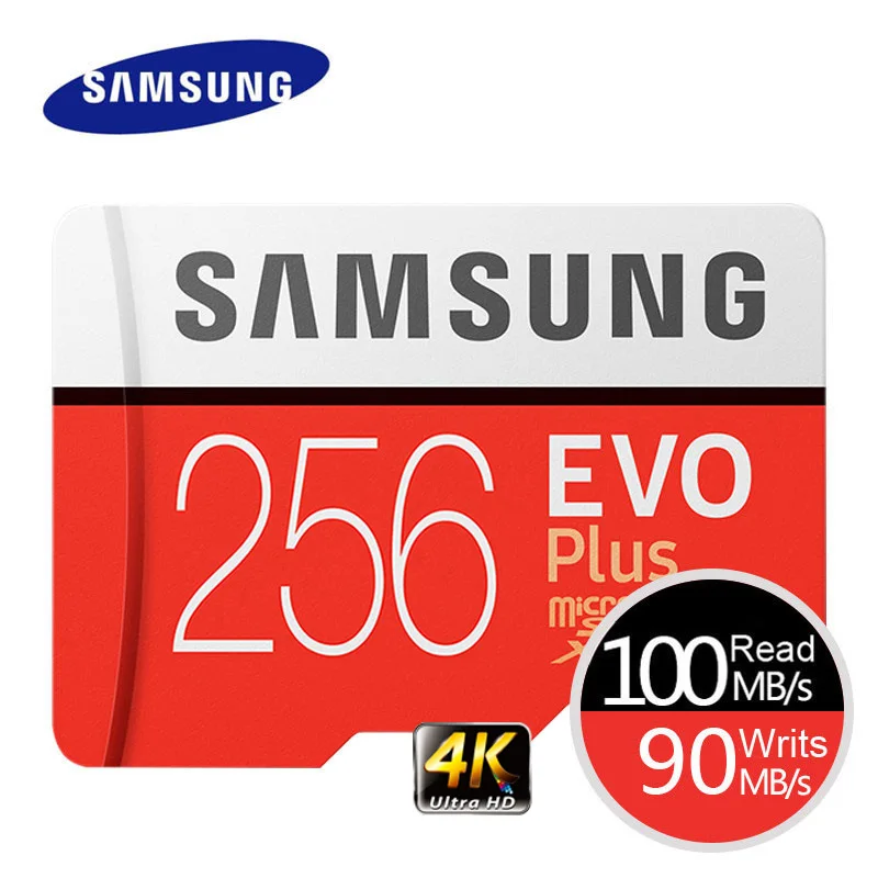 SAMSUNG Speicherkarte EVO Plus 4 Karat Ultra HD Micro SD 256 GB 128G 64 GB Class10 Microsd-karte C10 UHS-I-MIKRO-SD Trans Flash Microsd-karte